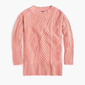 J. Crew Oversized patchwork cable-knit sweater